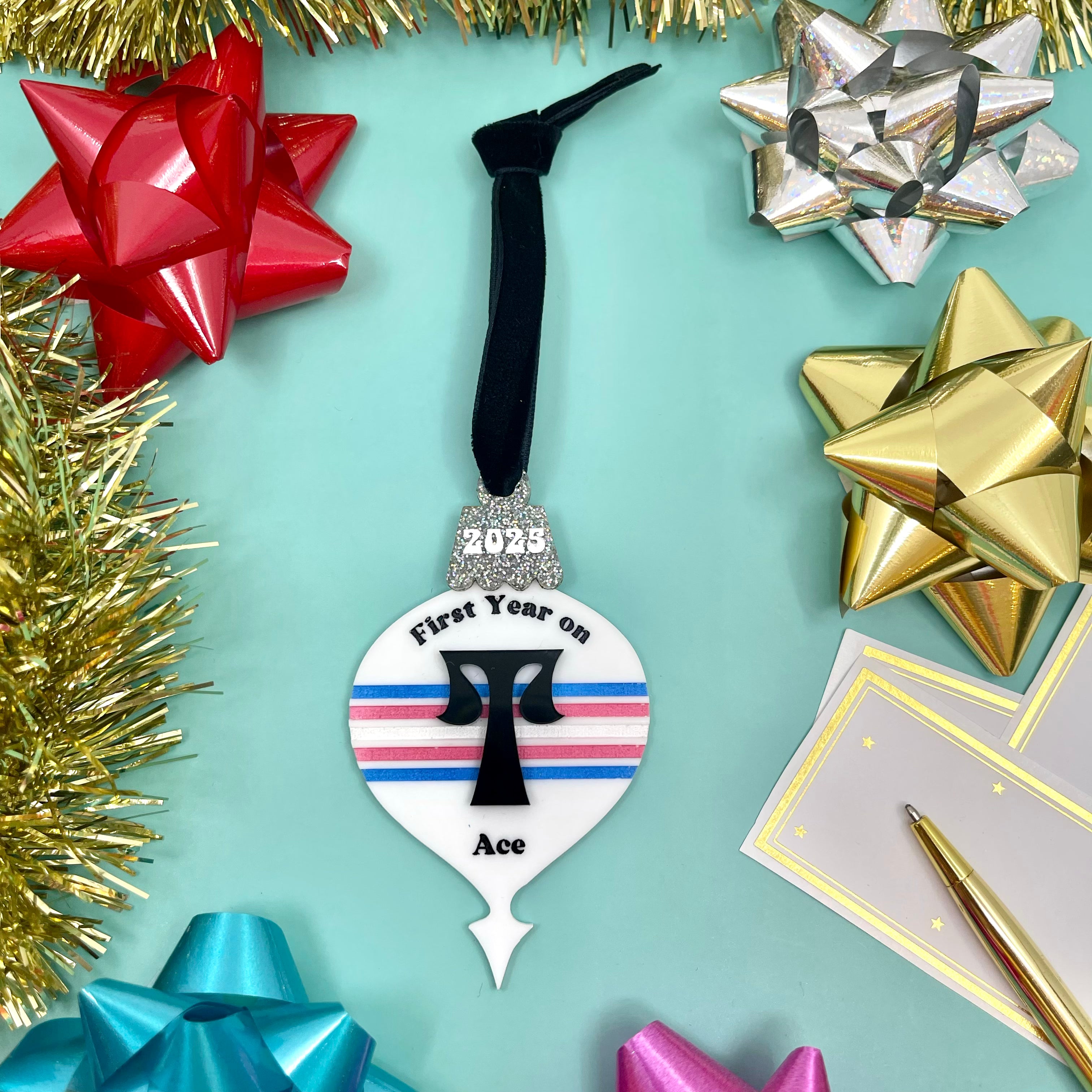 First Year on T - Custom Retro Christmas Ornament