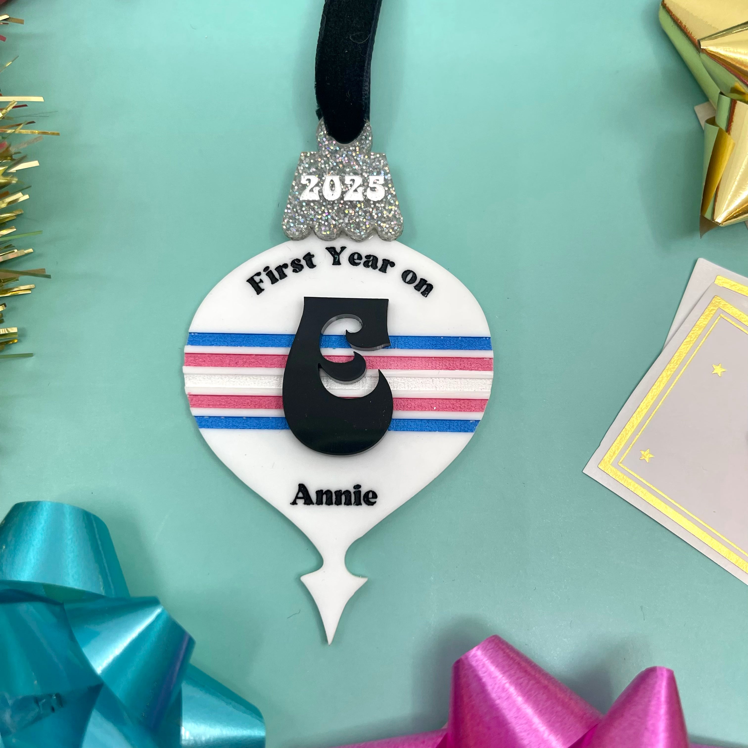 First Year on E - Custom Retro Christmas Ornament