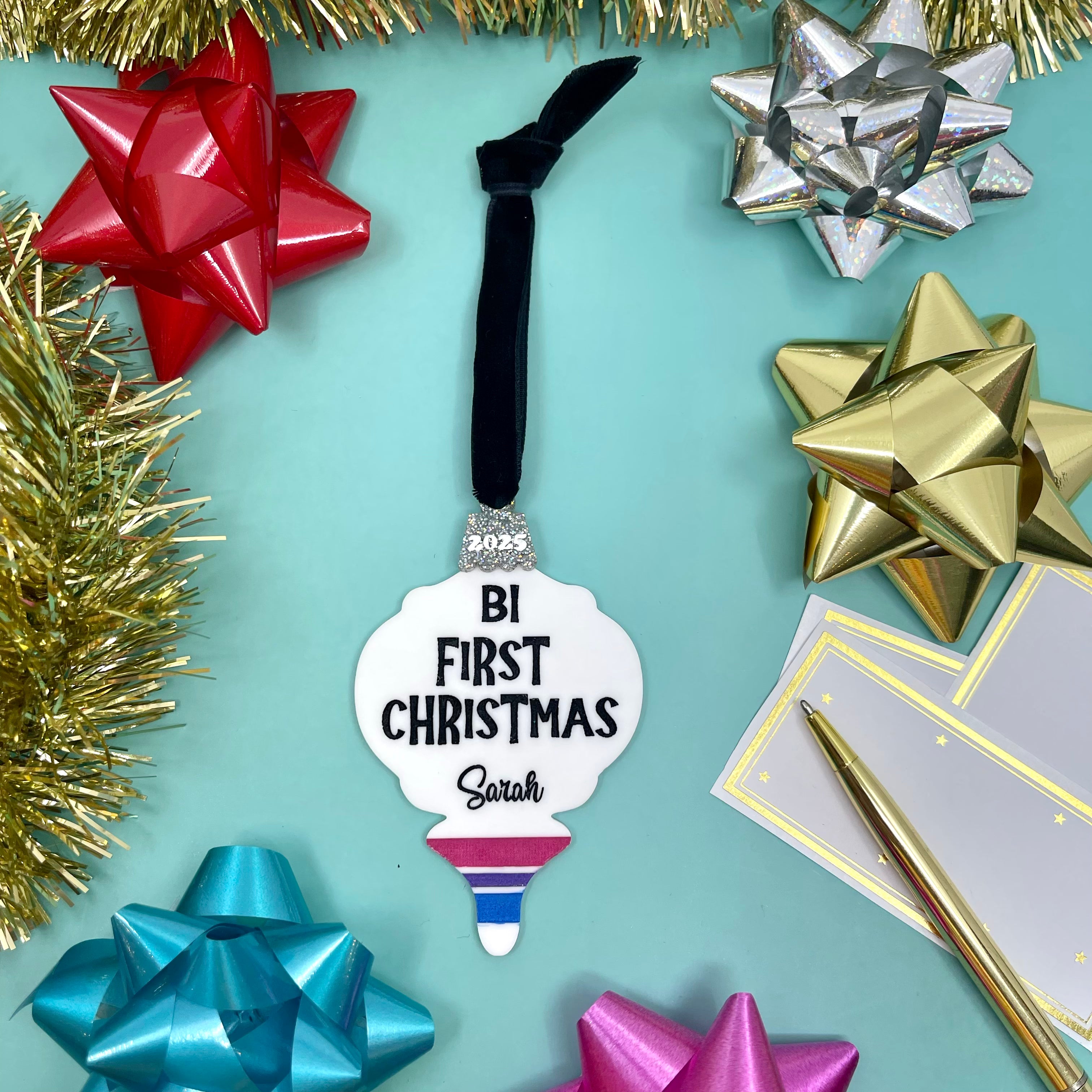 Bi First Christmas - Custom Bisexual Christmas Ornament