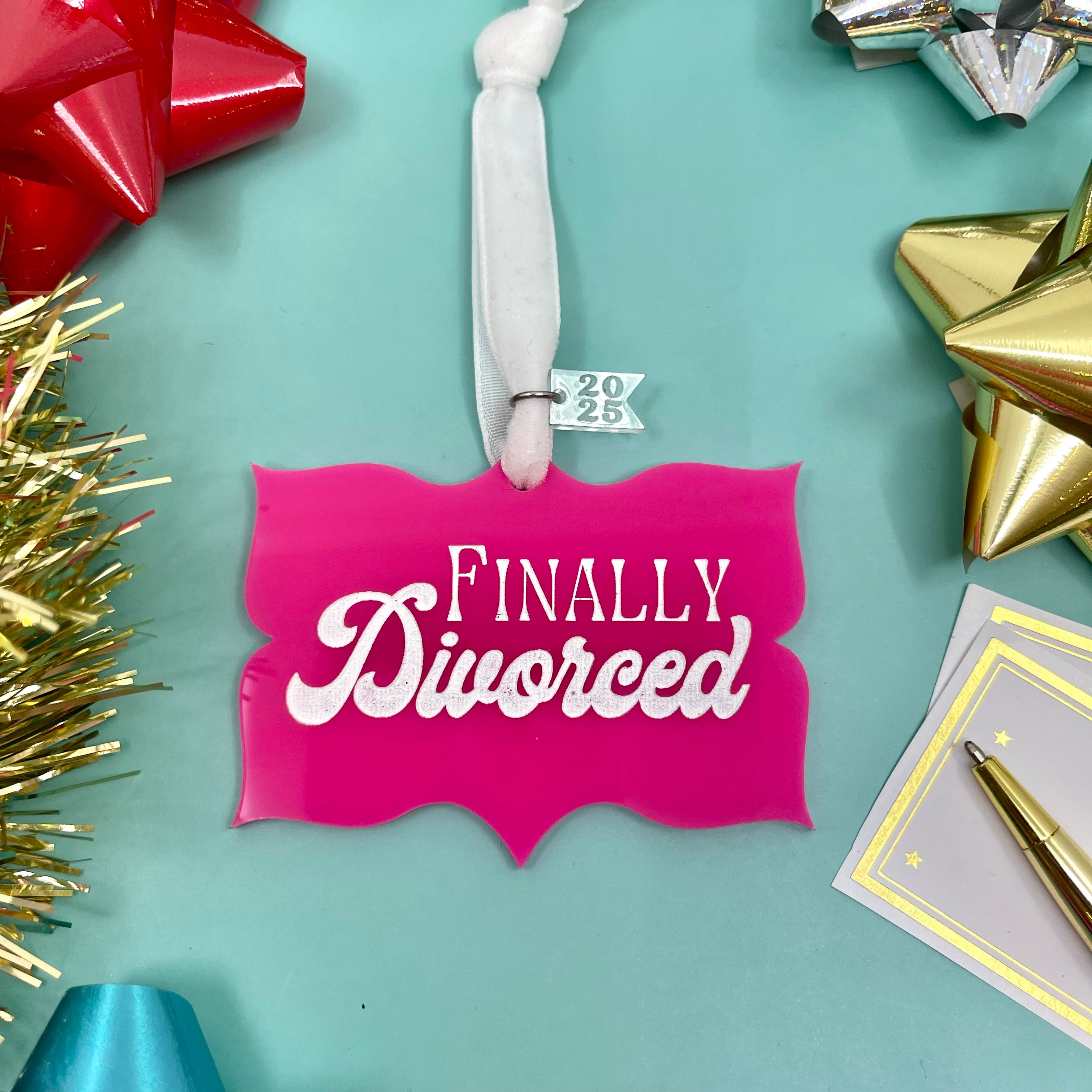 Finally Divorced Retro Christmas Ornament