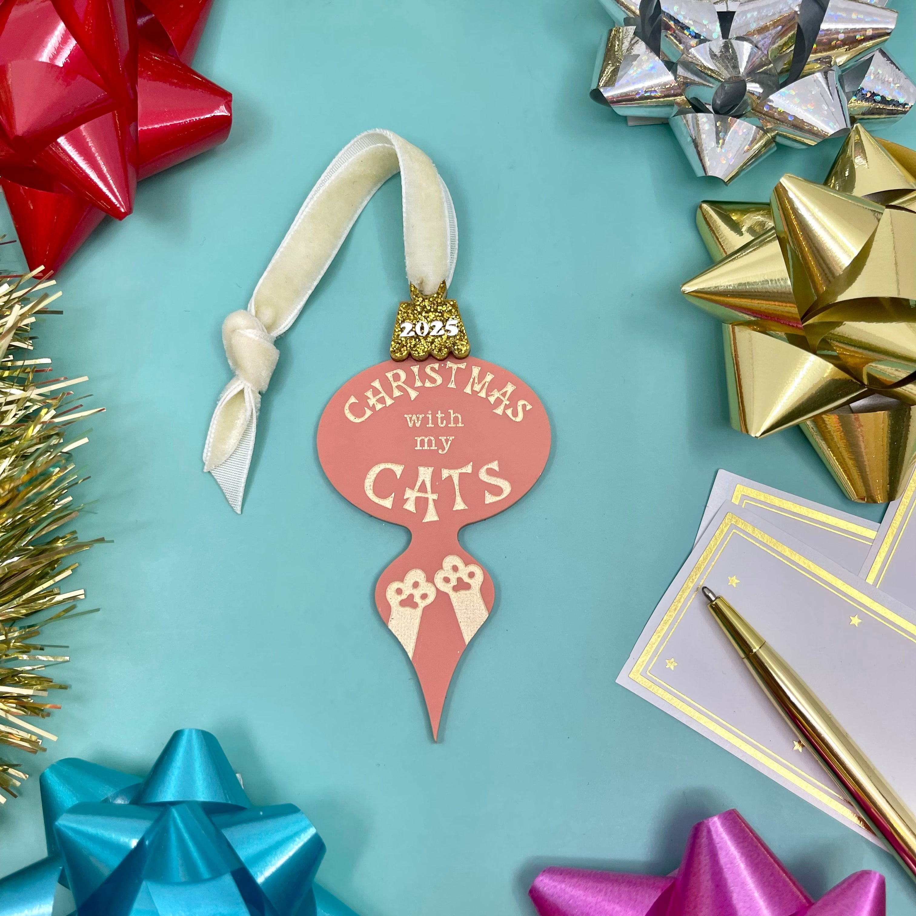 Christmas with My Cats - Retro Christmas Ornament