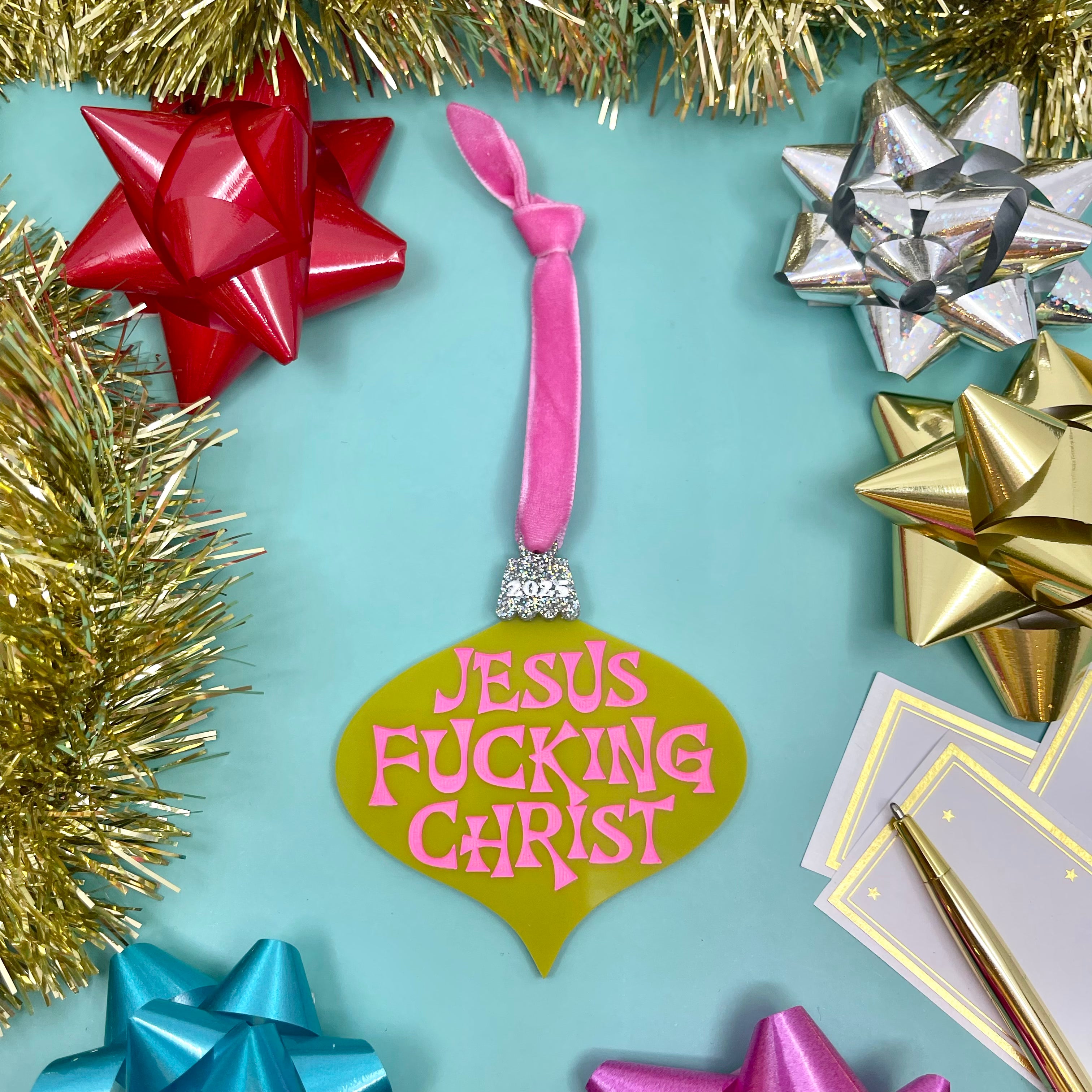 Jesus F*cking Christ - Retro 2025 Christmas Ornament