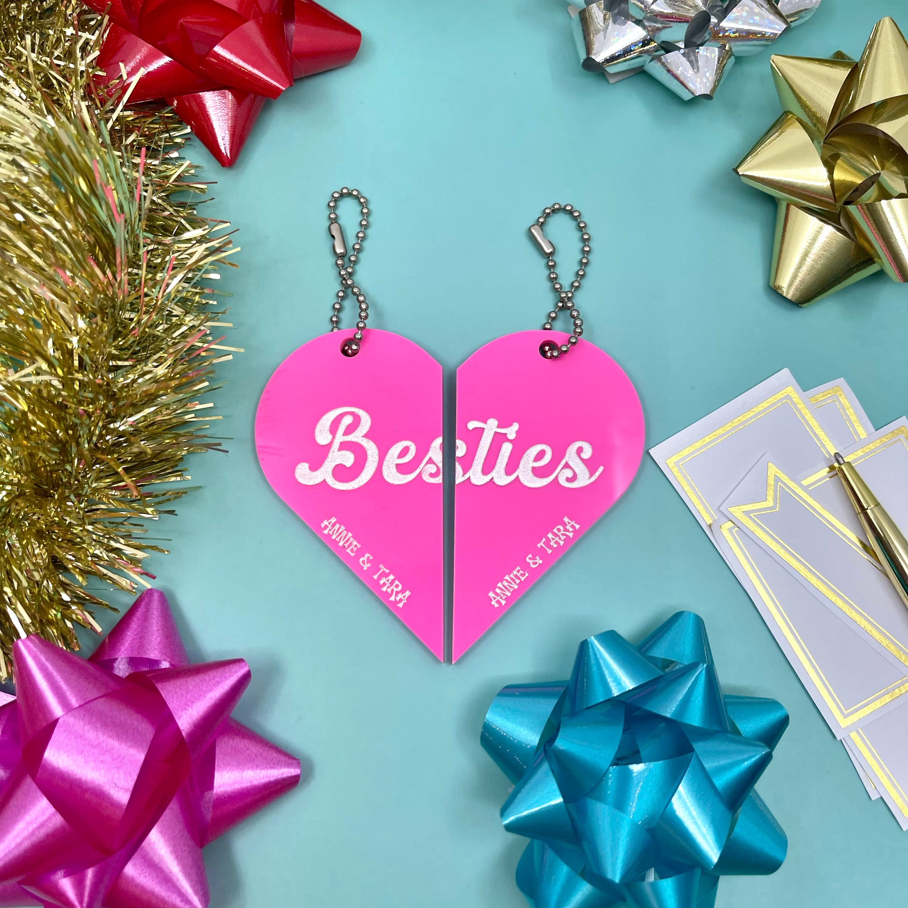 Custom Friendship Necklace Ornament Set - Besties Christmas Ornaments