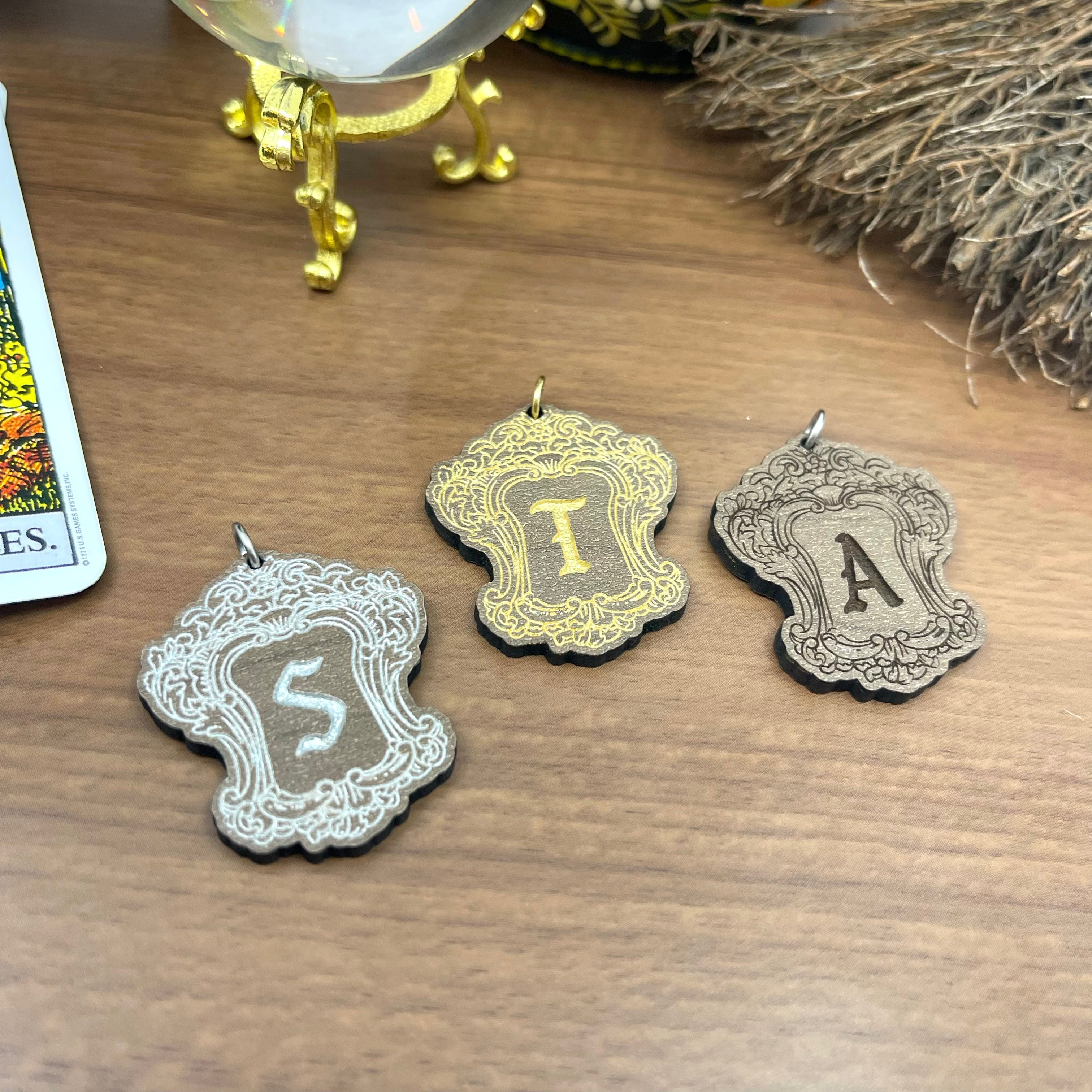 Custom Witchy Wooden Monogram Pendant