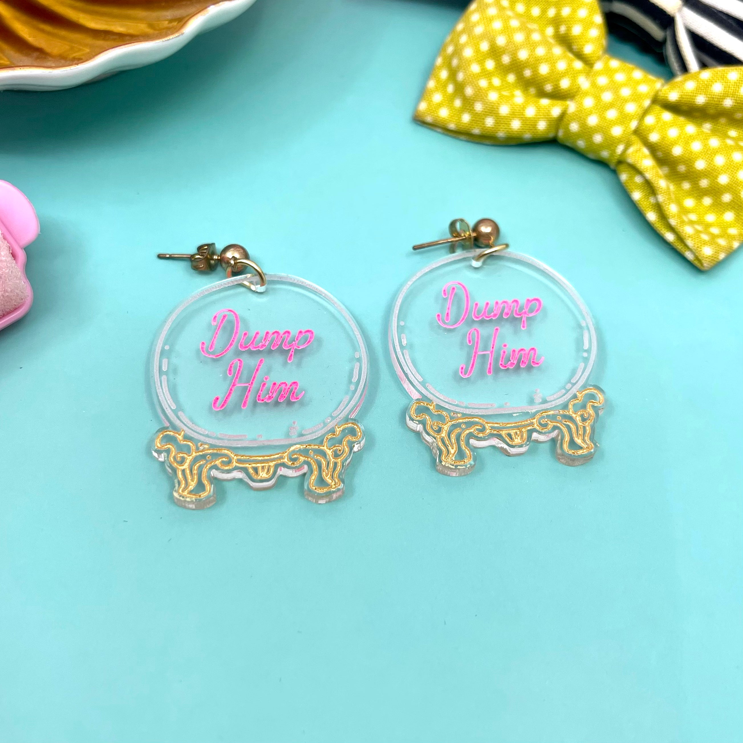 Dump Him - Retro Crystal Ball Earrings