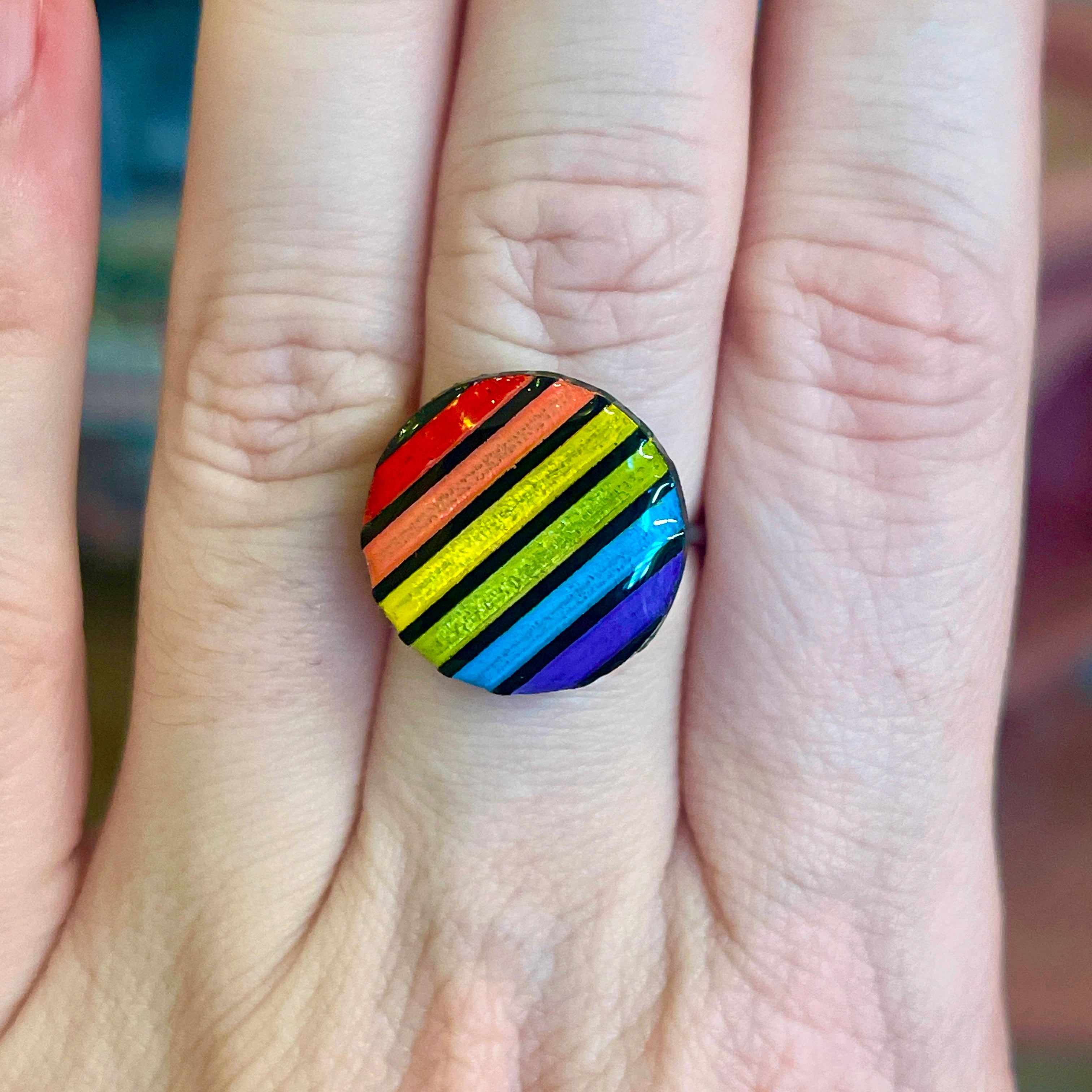 80s Pride Stripe Cocktail Ring