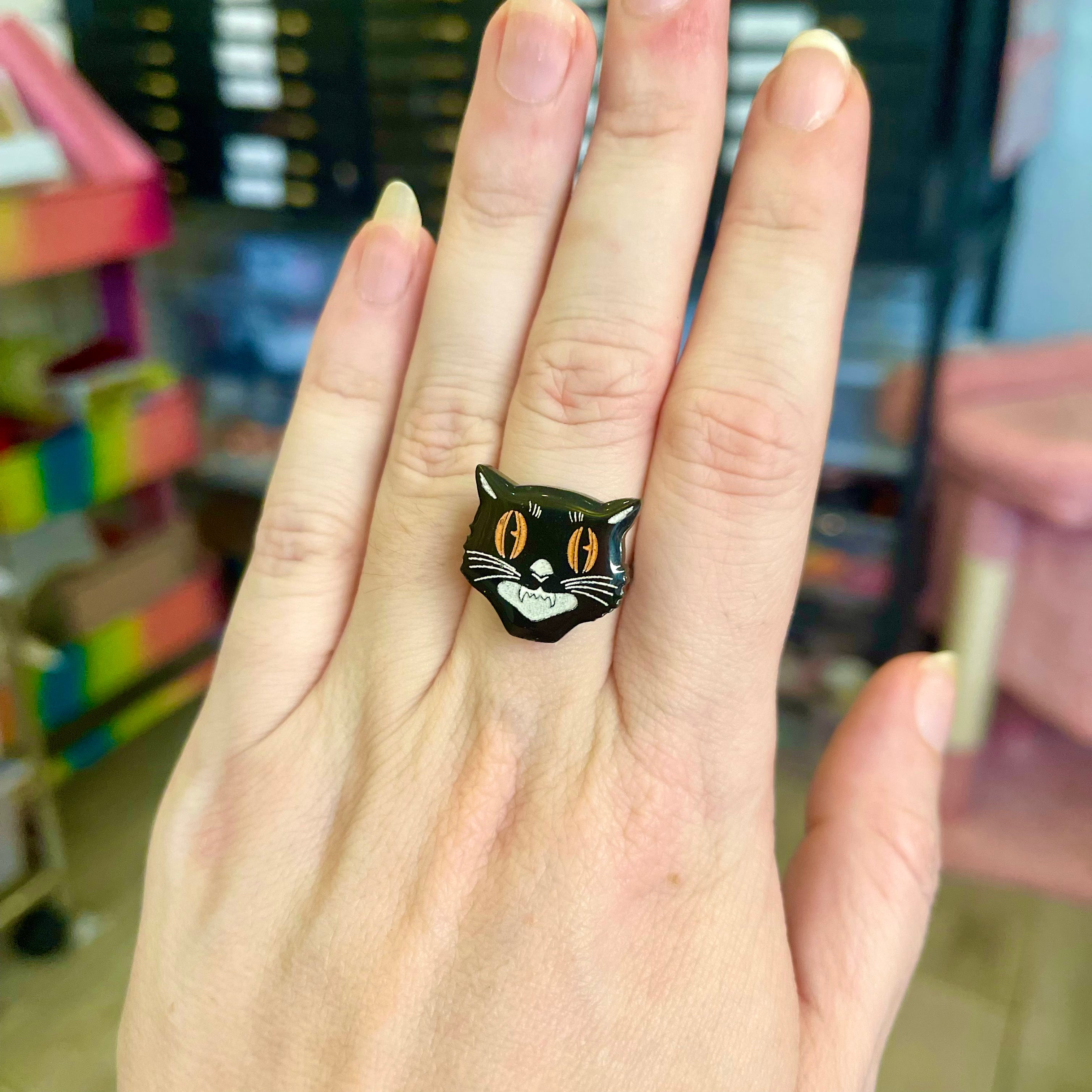Halloween Black Cat Ring