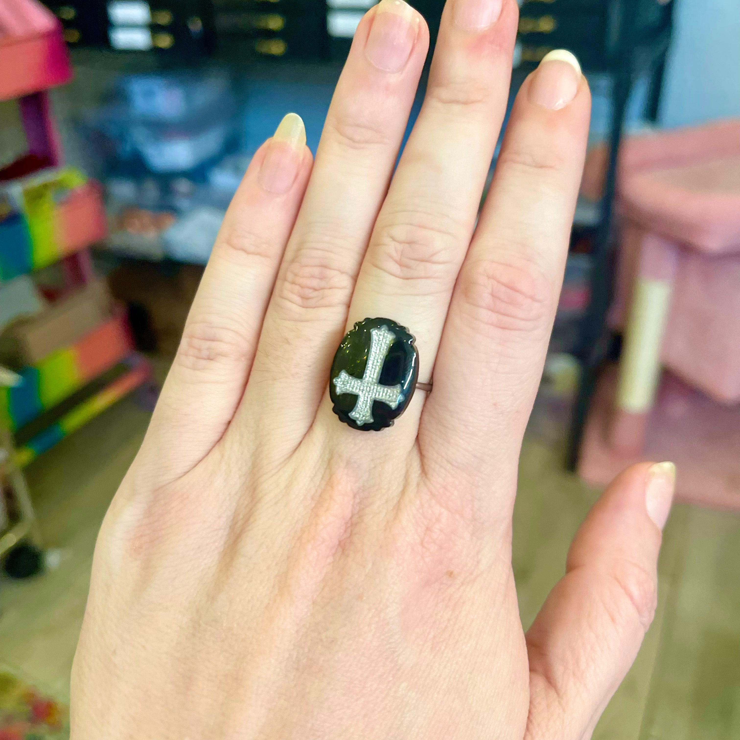 Gothic Cross Cocktail Ring