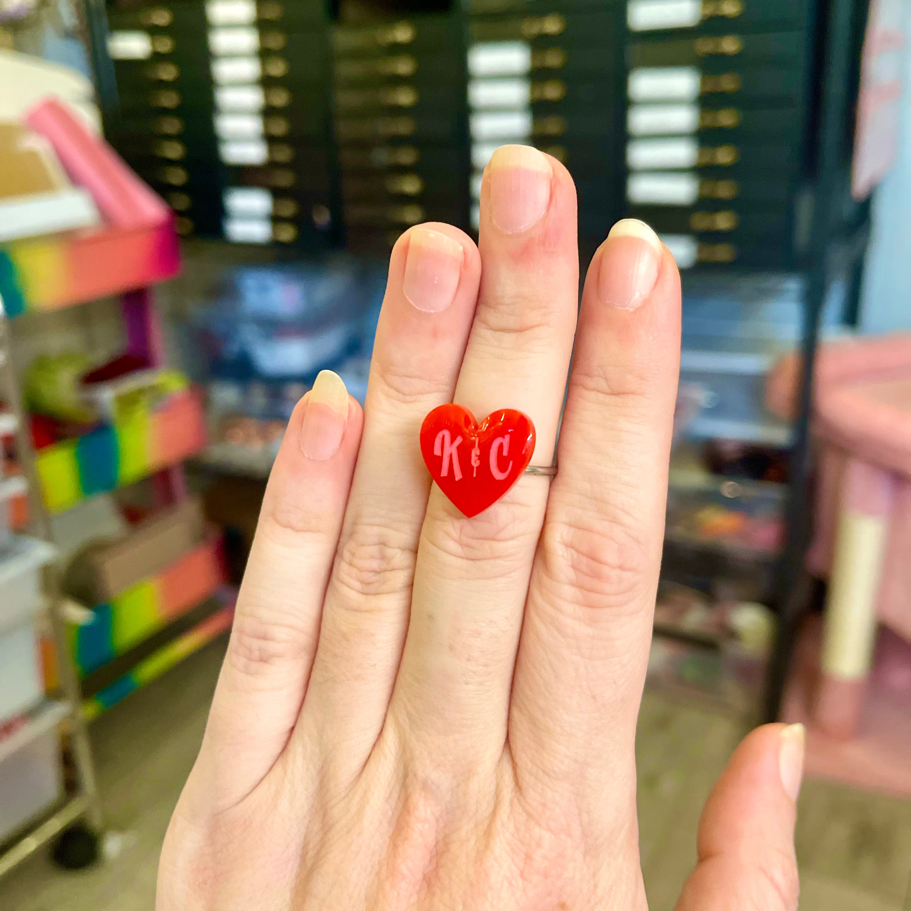 Custom Love Initials Heart Ring