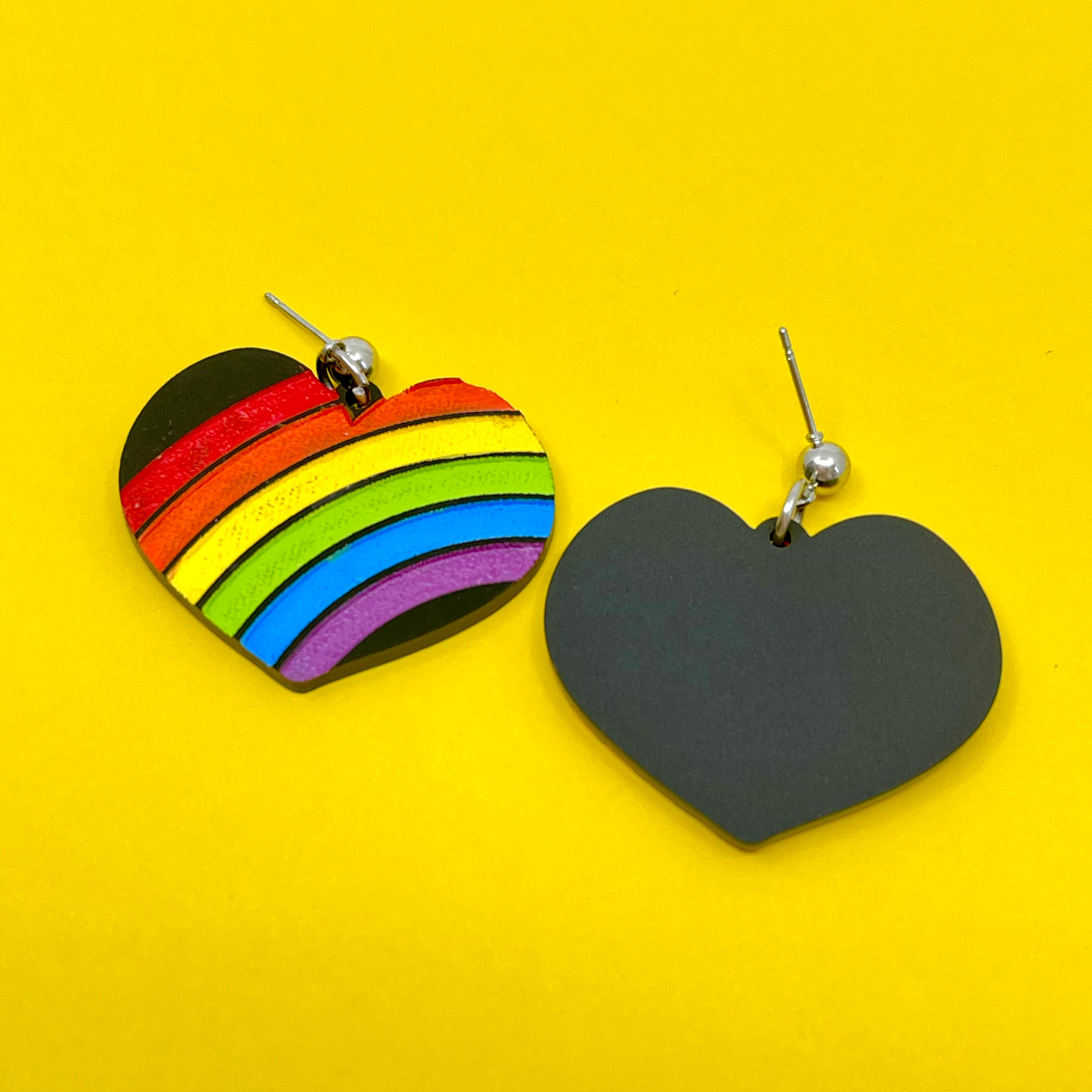 Retro Rainbow Gay Pride Heart Earrings