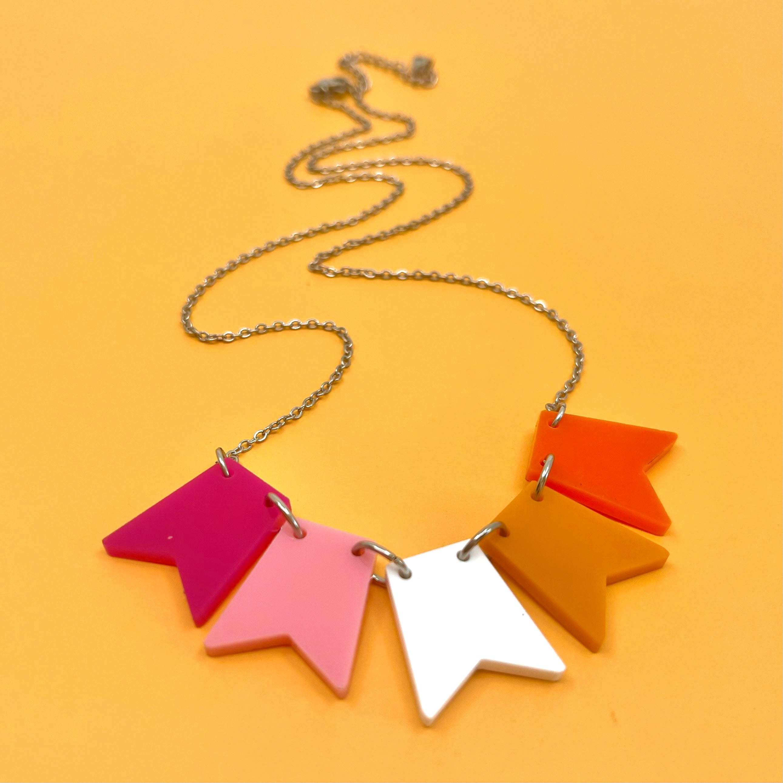 Lesbian Pride Flag Bunting Necklace
