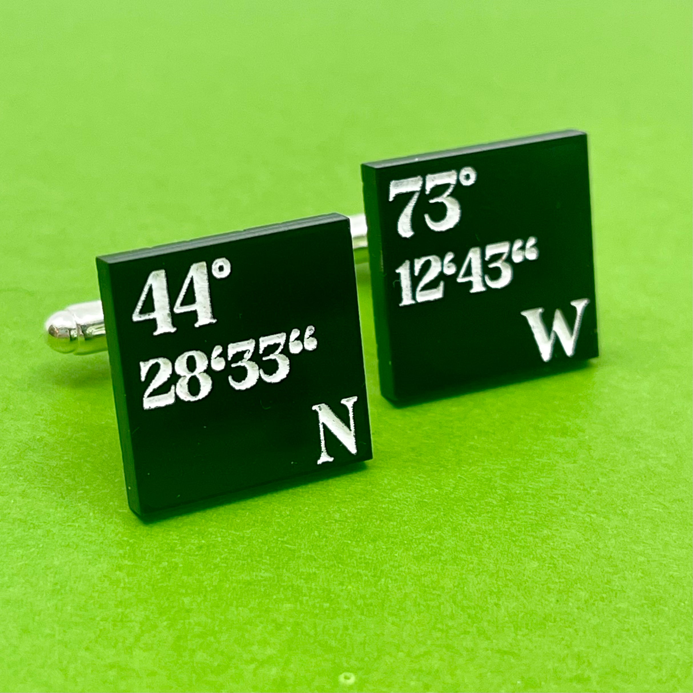 Custom Latitude & Longitude Square Cuff Links