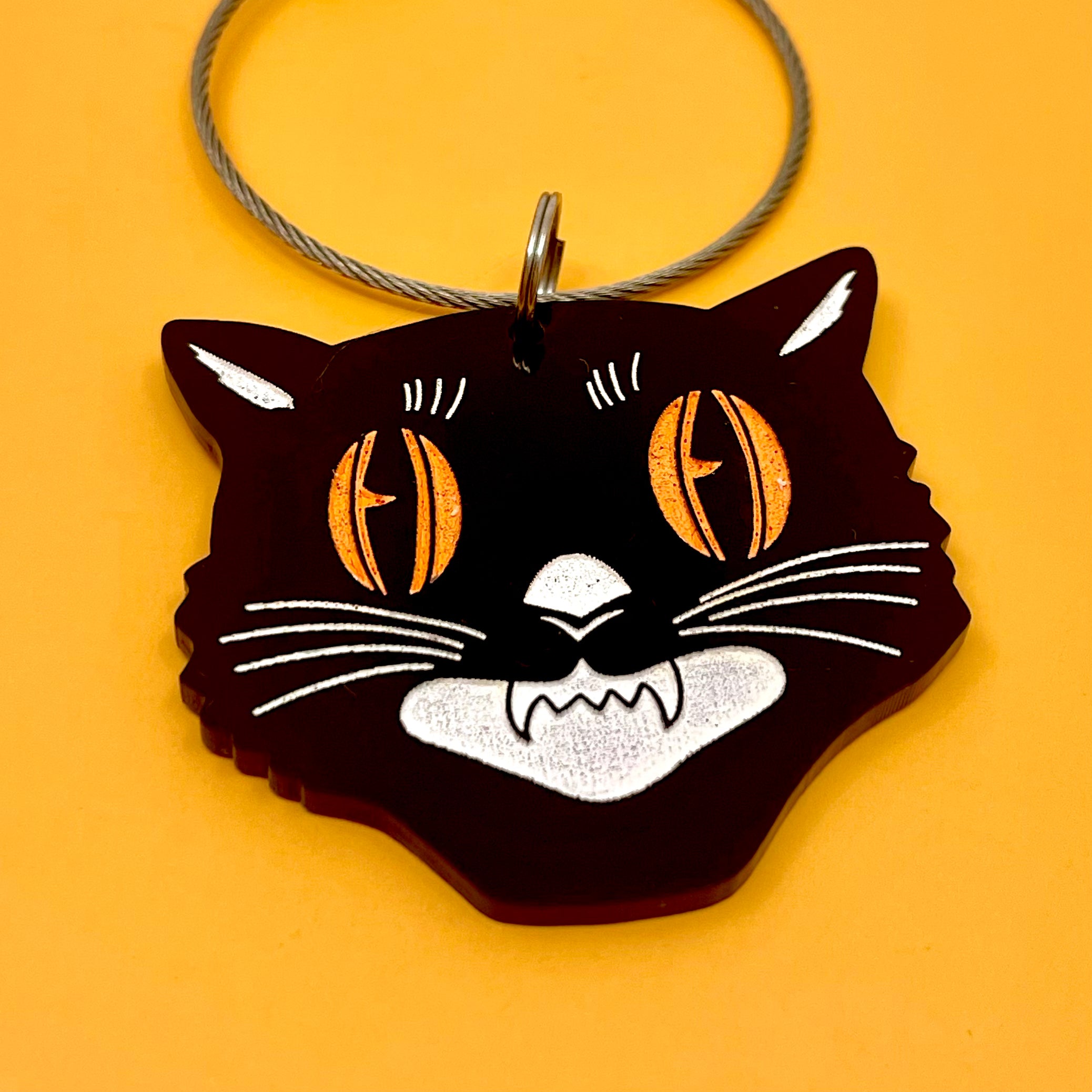 Spooky Paper Cat Keychain/Bag Tag
