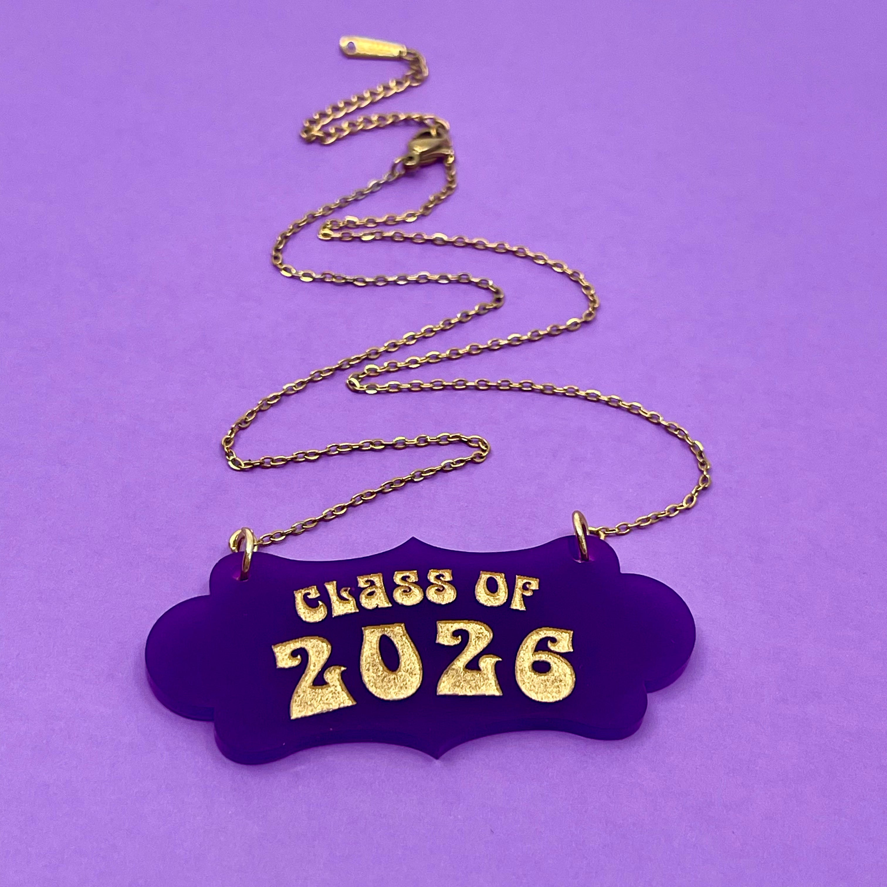 Custom Class of 2026 Plaque Necklace