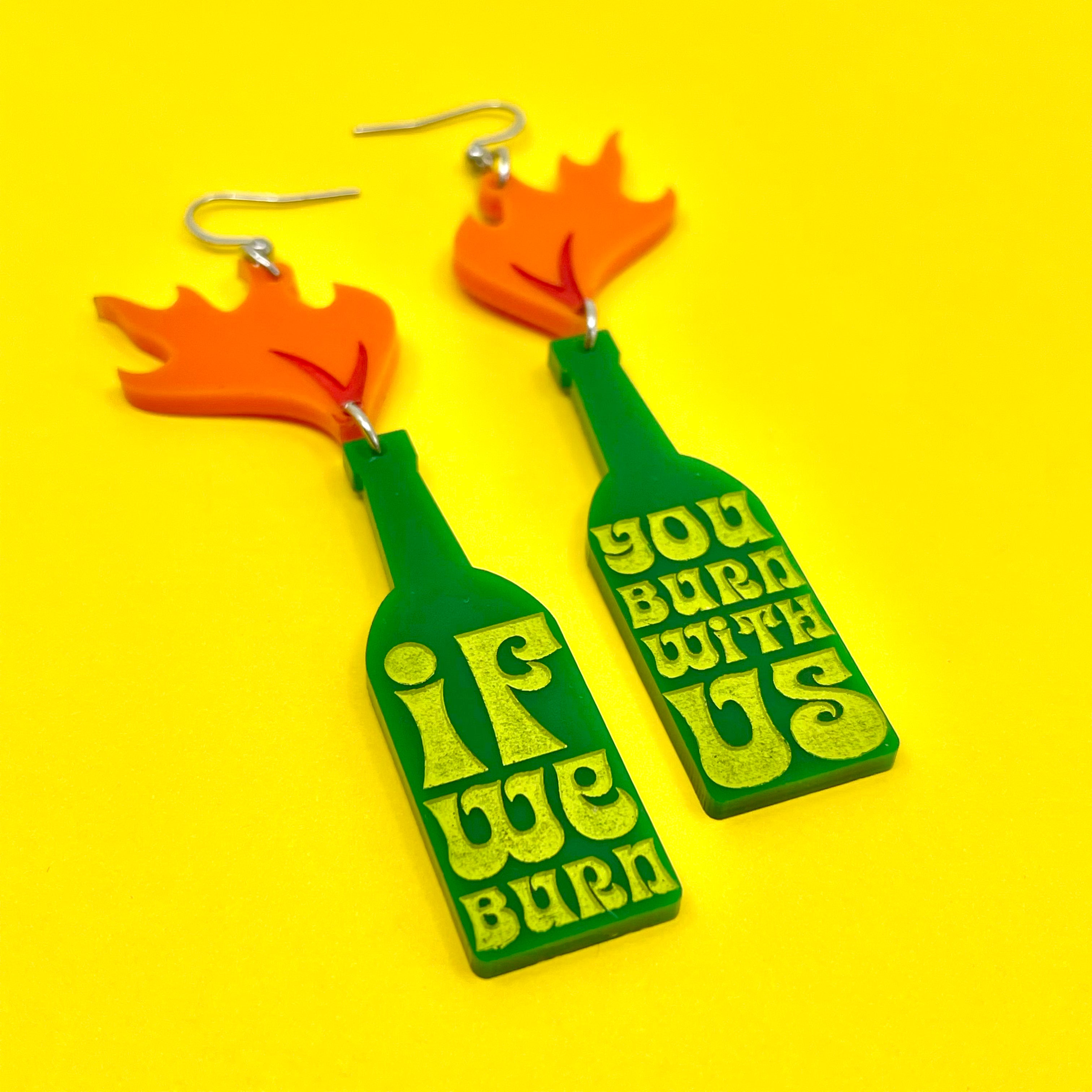 If We Burn - 70s Wine Bottle Earrings