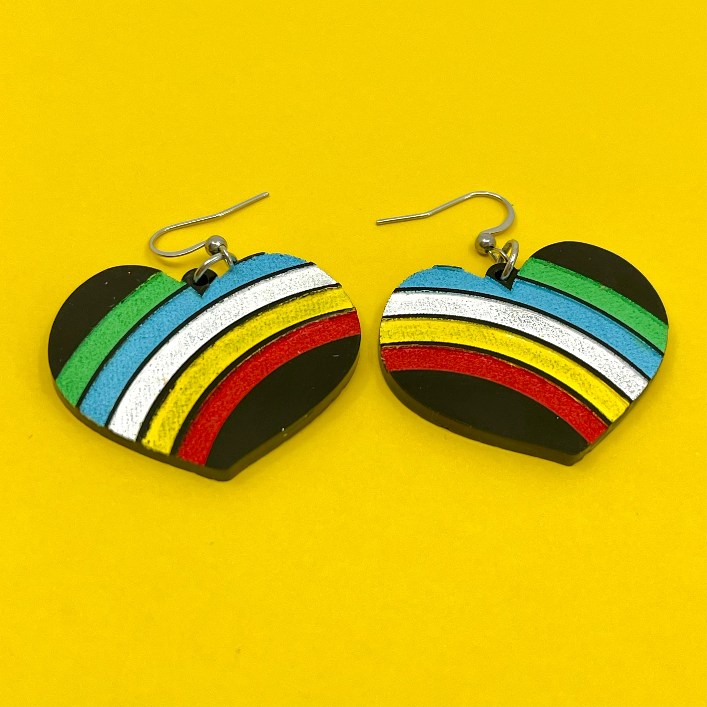 Disability Pride Retro Heart Earrings
