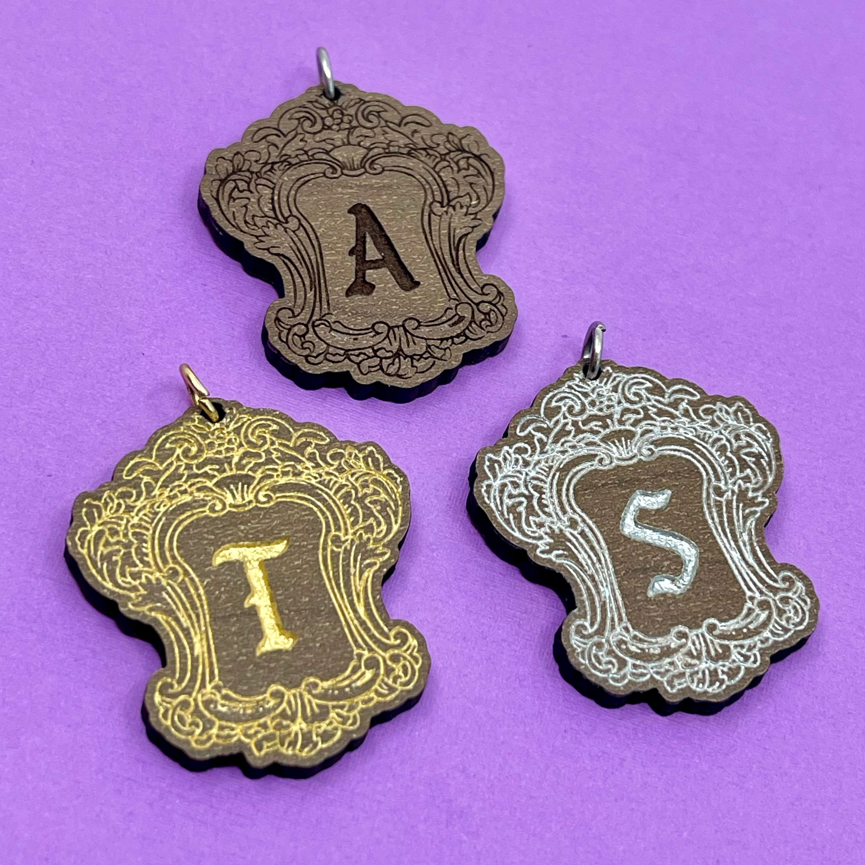 Custom Witchy Wooden Monogram Pendant