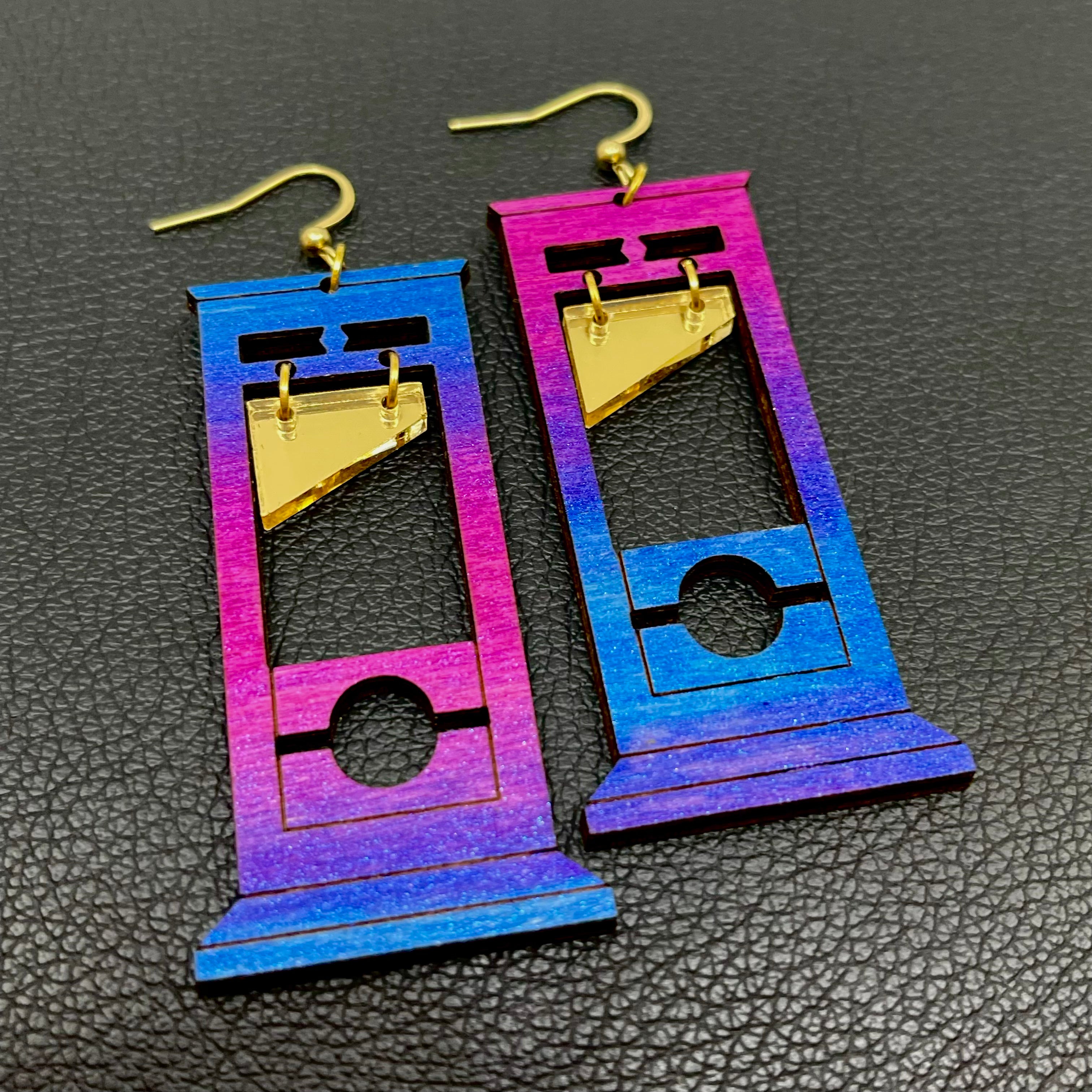 Bisexual Space Guillotine Earrings