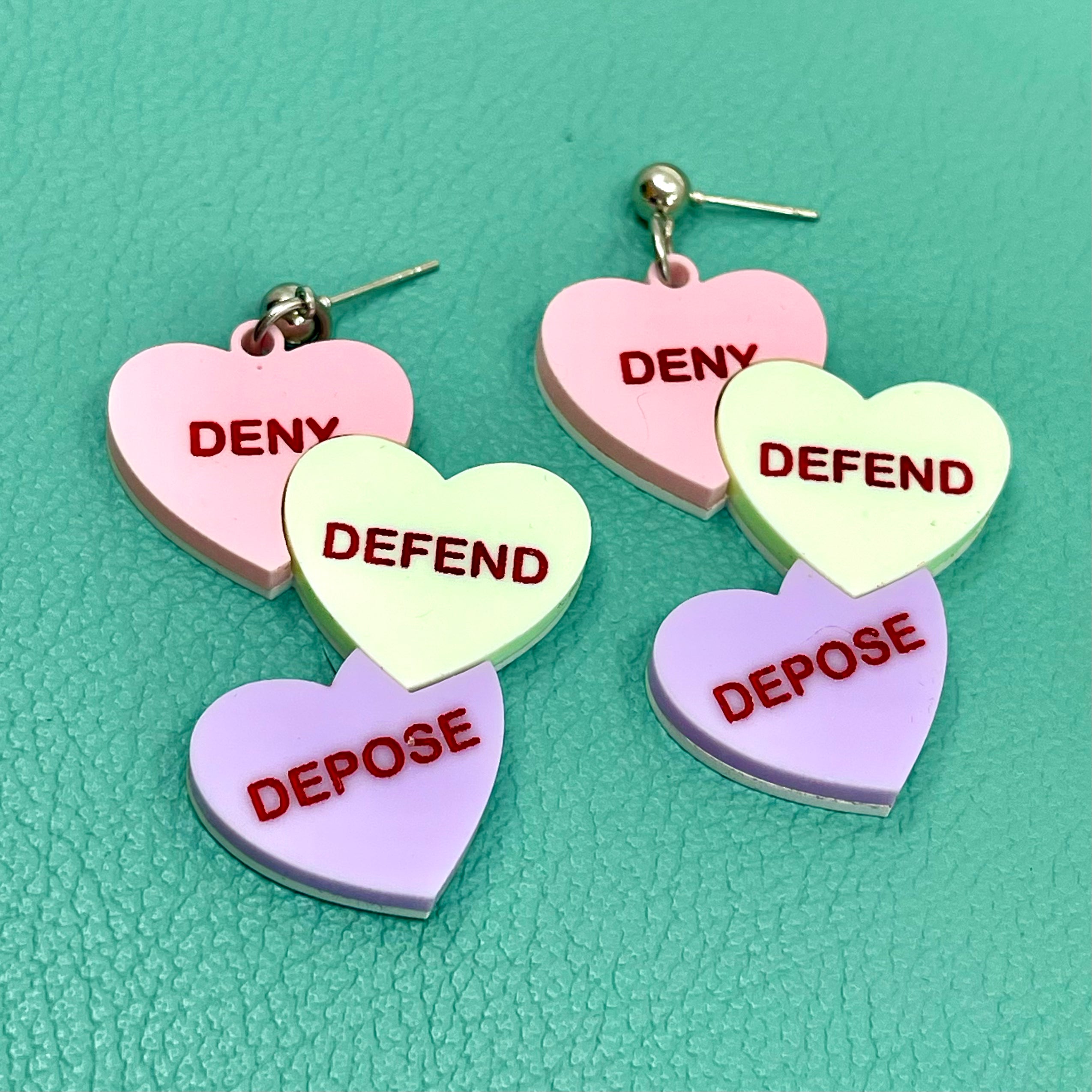 Triple D Candy Hearts Acrylic Earrings