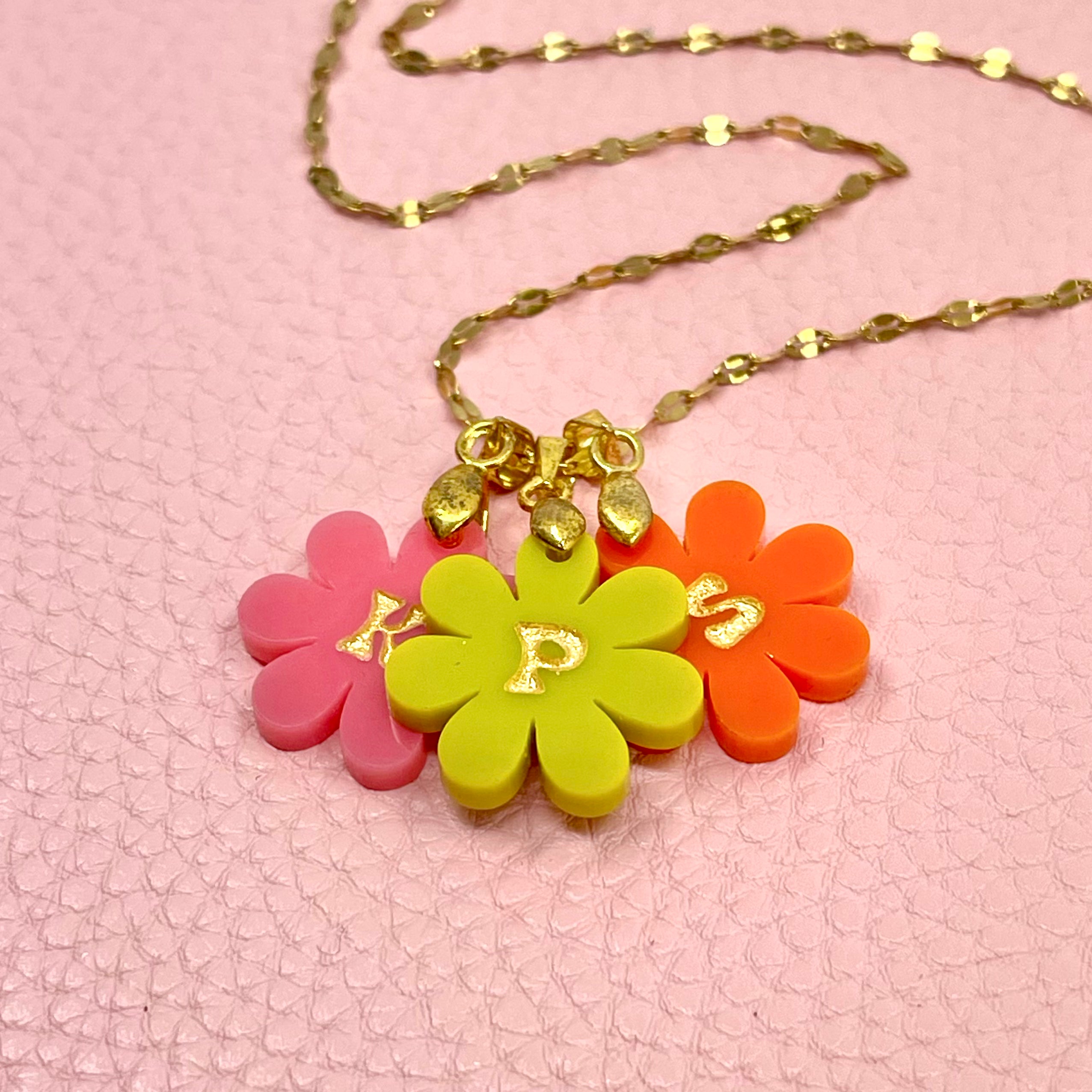 Flower Power Mom Necklace - Custom Initials Necklace