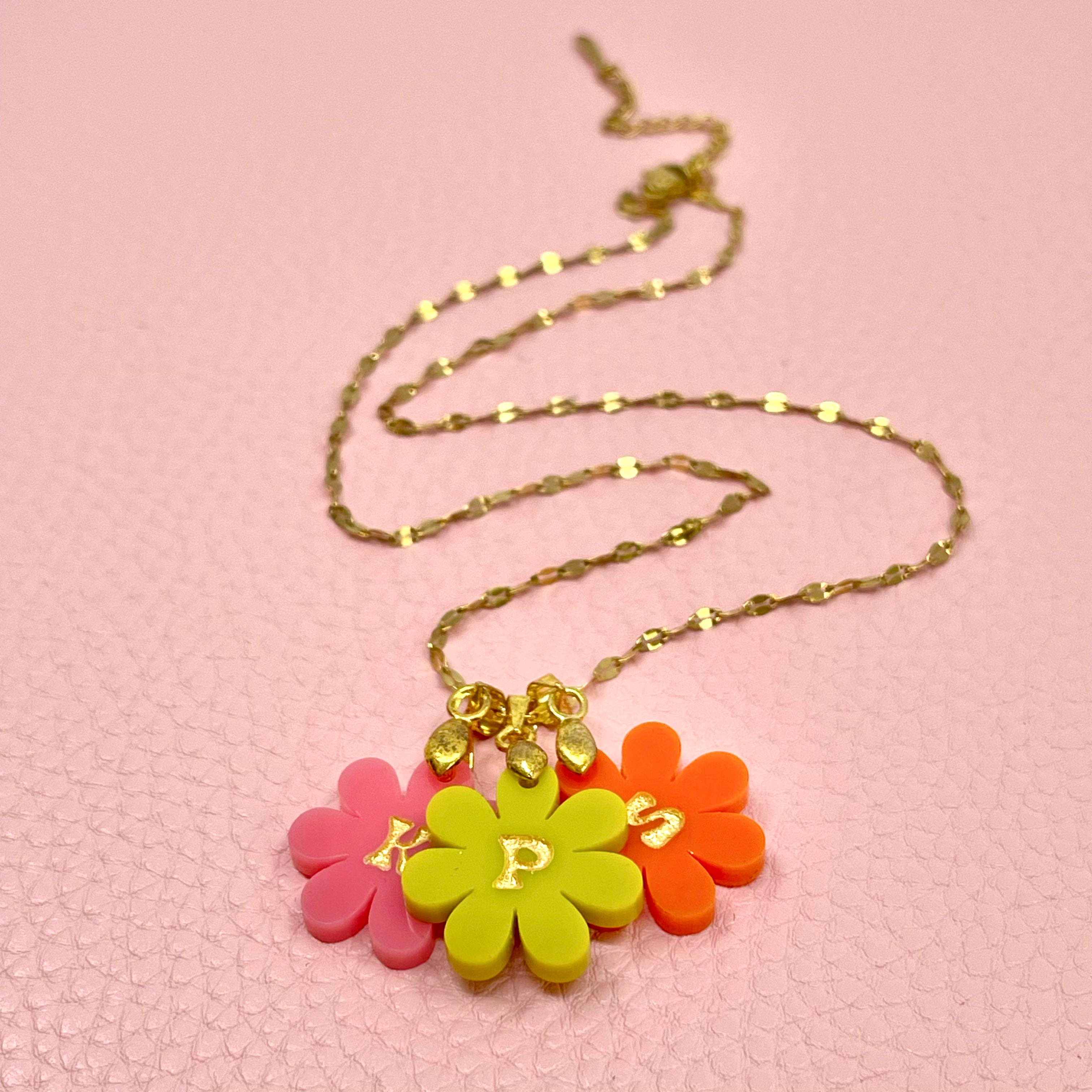Flower Power Mom Necklace - Custom Initials Necklace