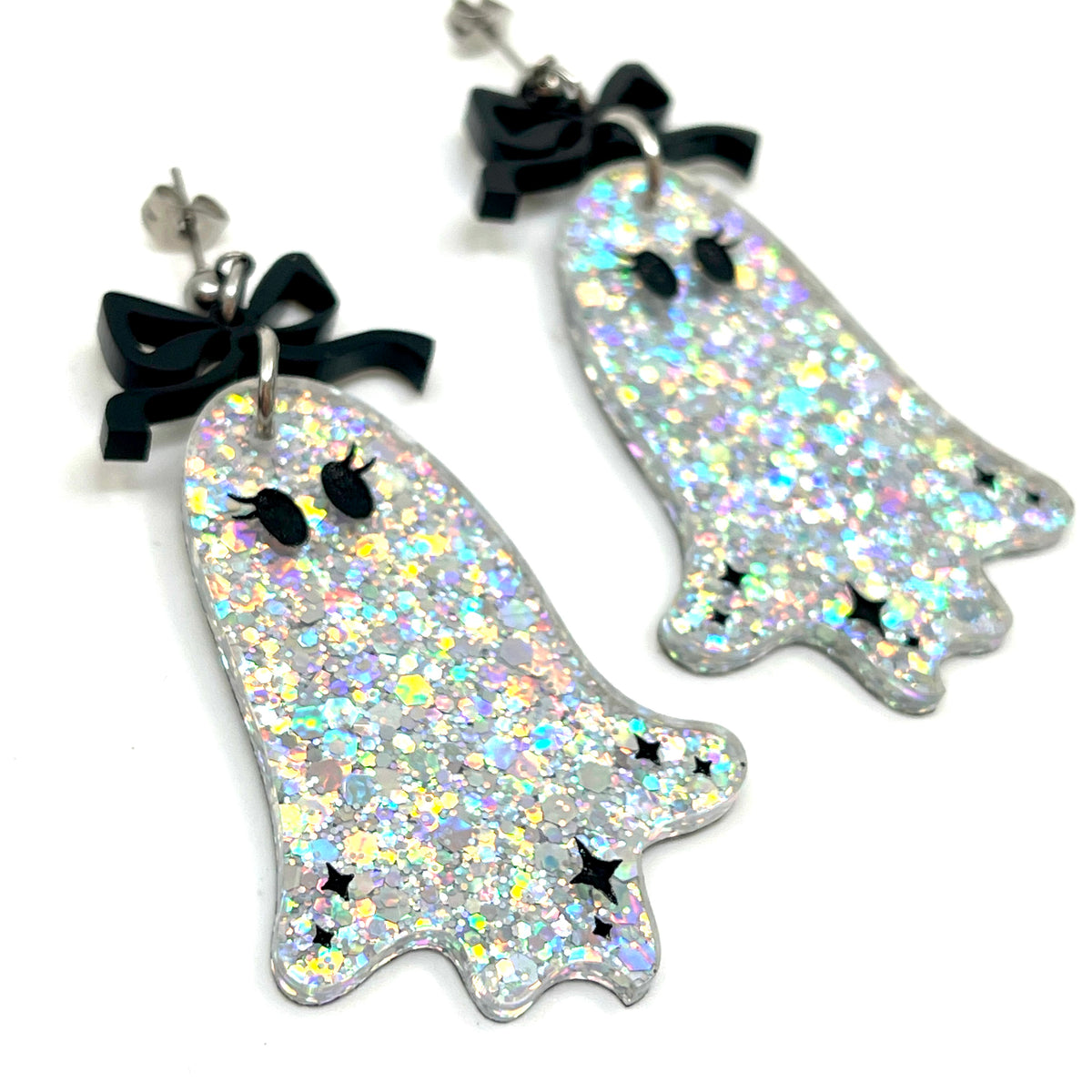 Glitter Ghosts Halloween Earrings