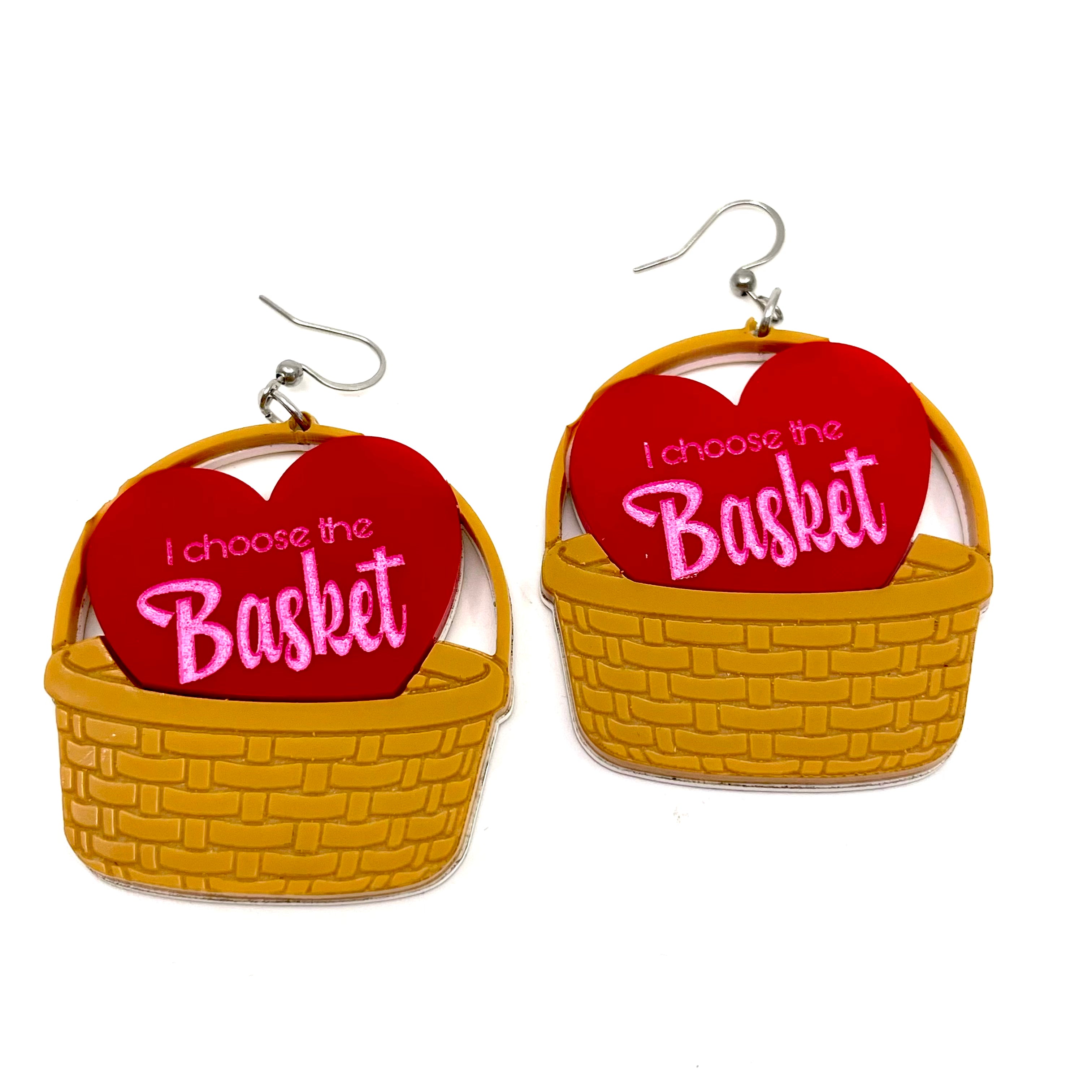 I Choose the Basket - Wicker Basket Earrings