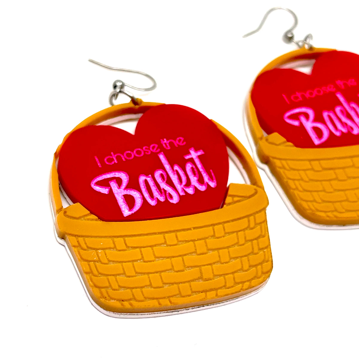 I Choose the Basket - Wicker Basket Earrings