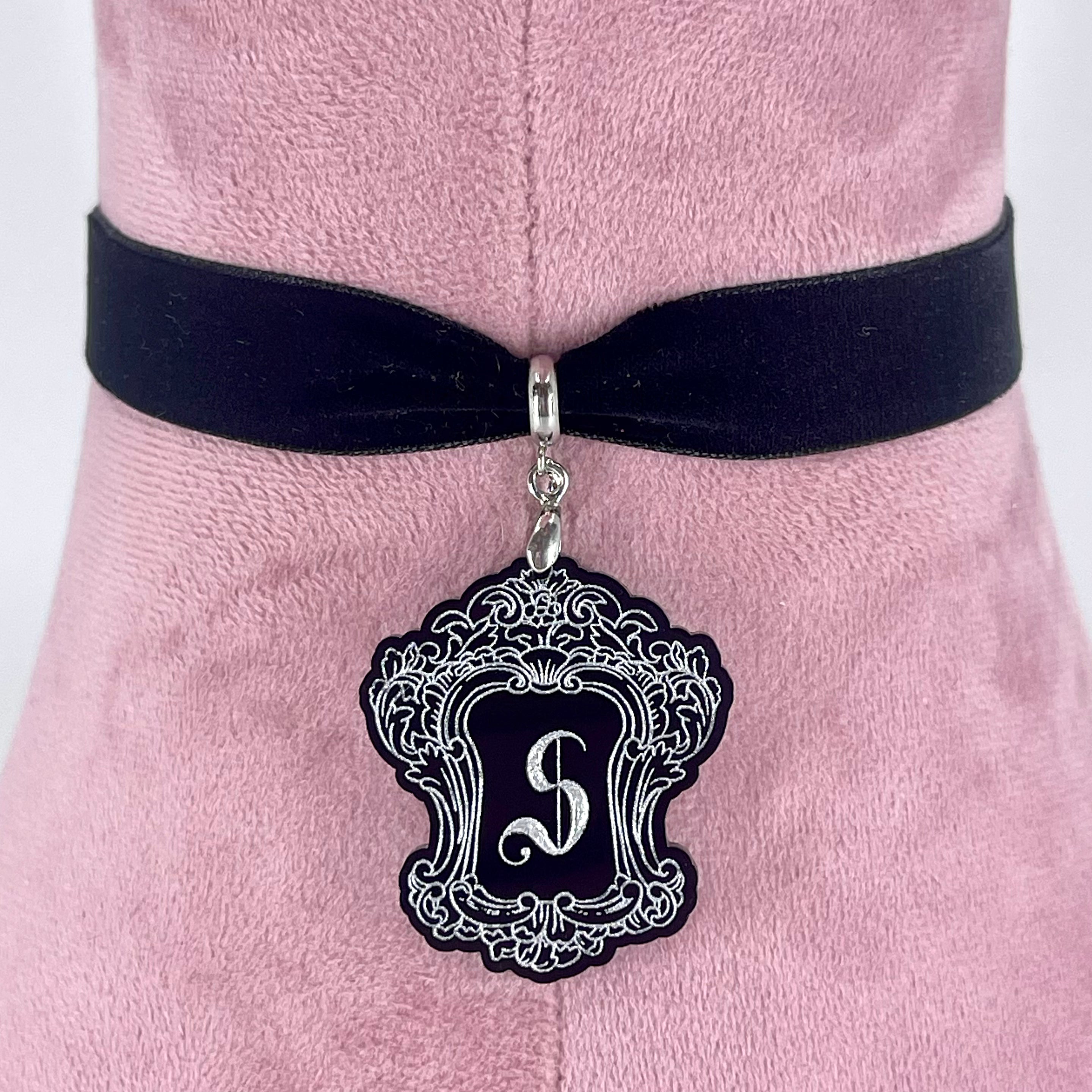 Gothic Monogram Velvet Choker
