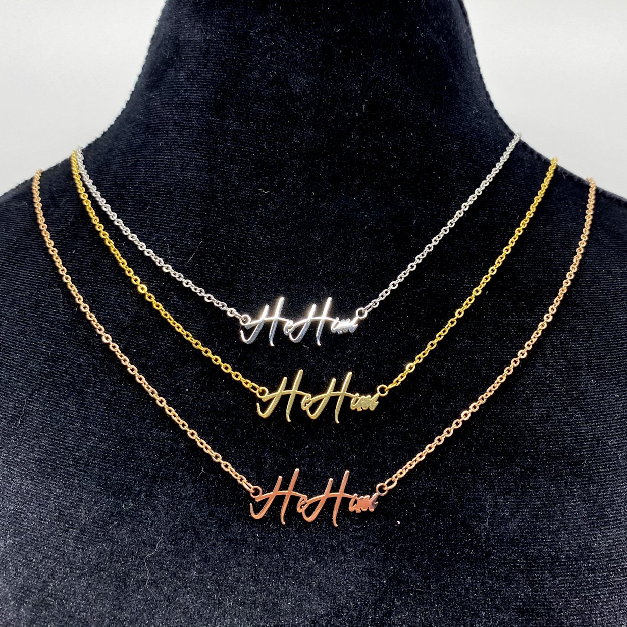 The Modern Pronoun Necklace in Stainless Steel Necklace Restrained Grace   